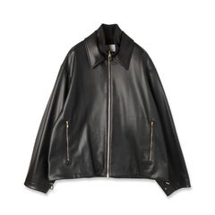 【残り一点】Faux Leather Layerd Collar Zip Up Jacket