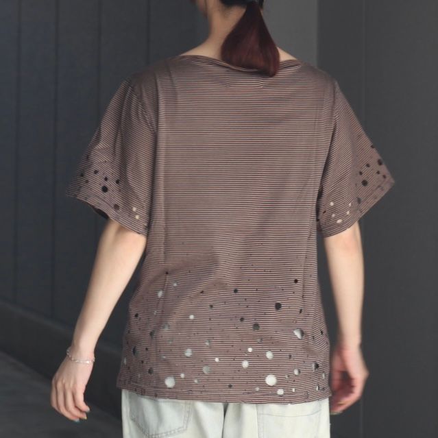 【残り一点】Destroyed Boat Neck Stripe Tee