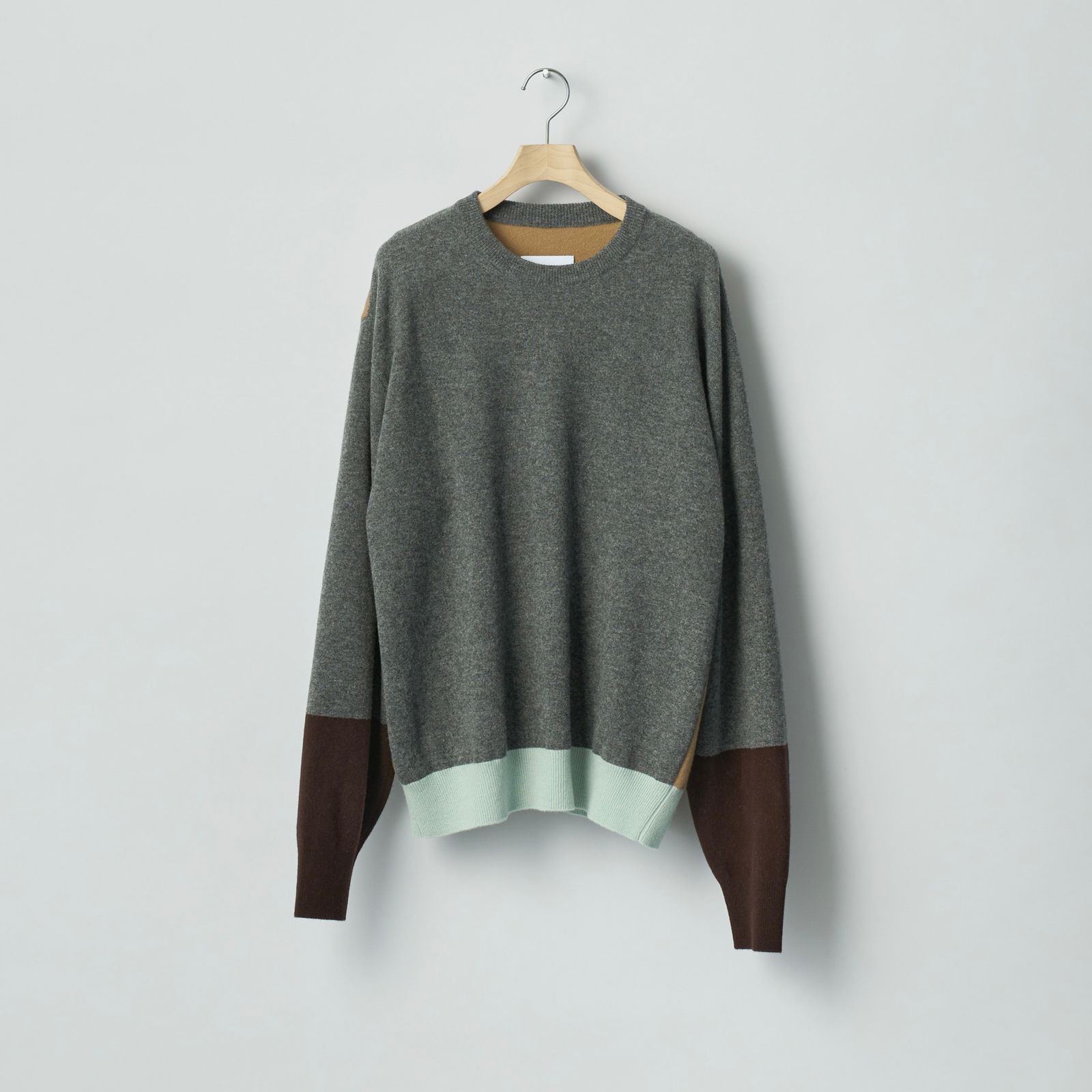 【残りわずか】Extra Fine Wool Knit Color Block LS