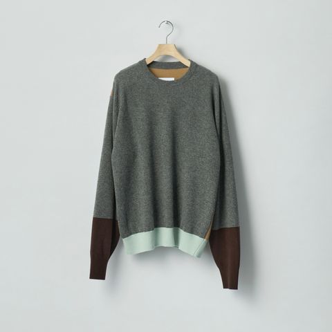 【残り一点】Extra Fine Wool Knit Color Block LS