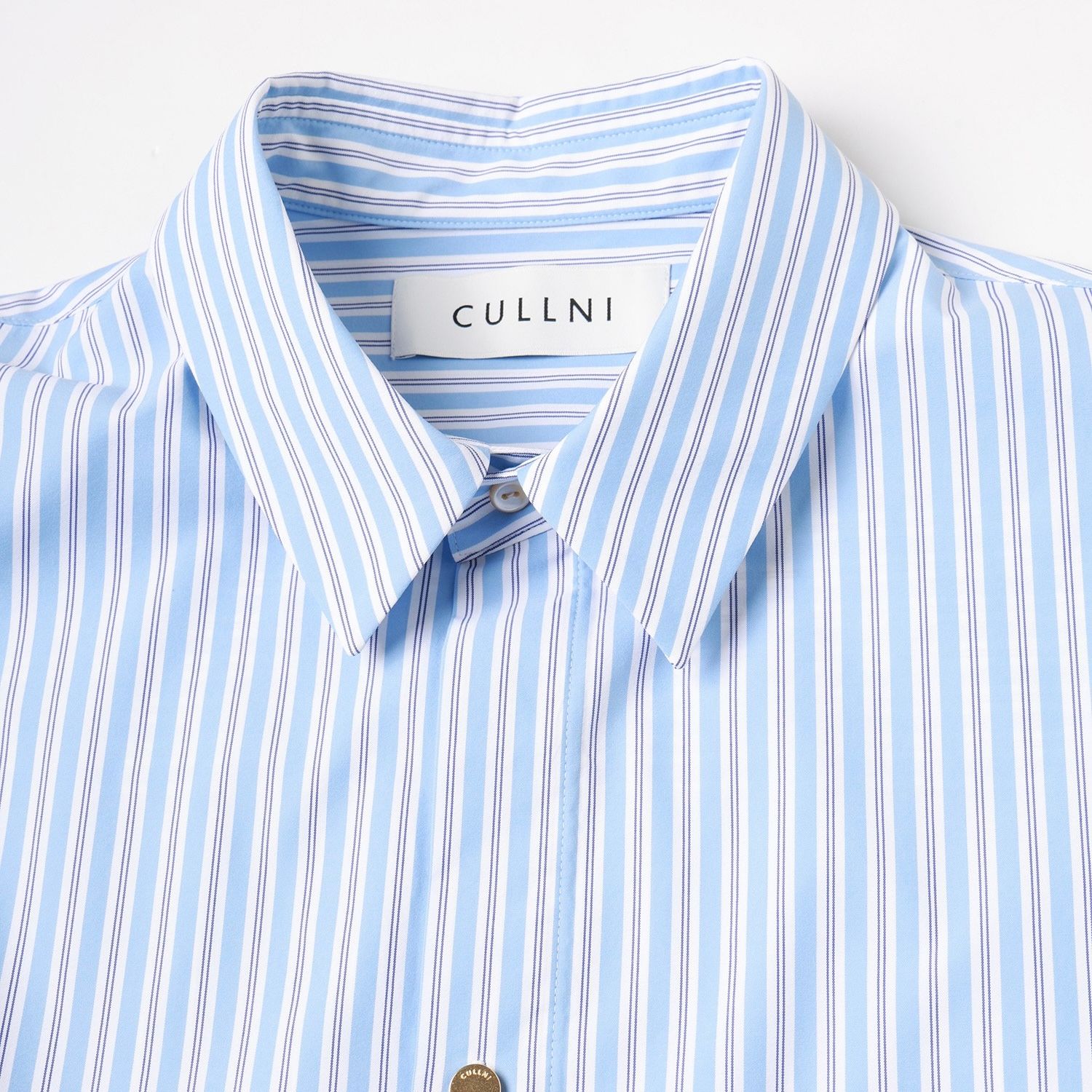 【残り一点】Stripe Front Fly Embroidery Patch Shirt