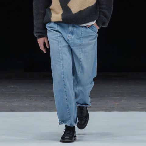 【残り一点】Vintaged Wash Denim 3pleated Wide-Leg Trousers