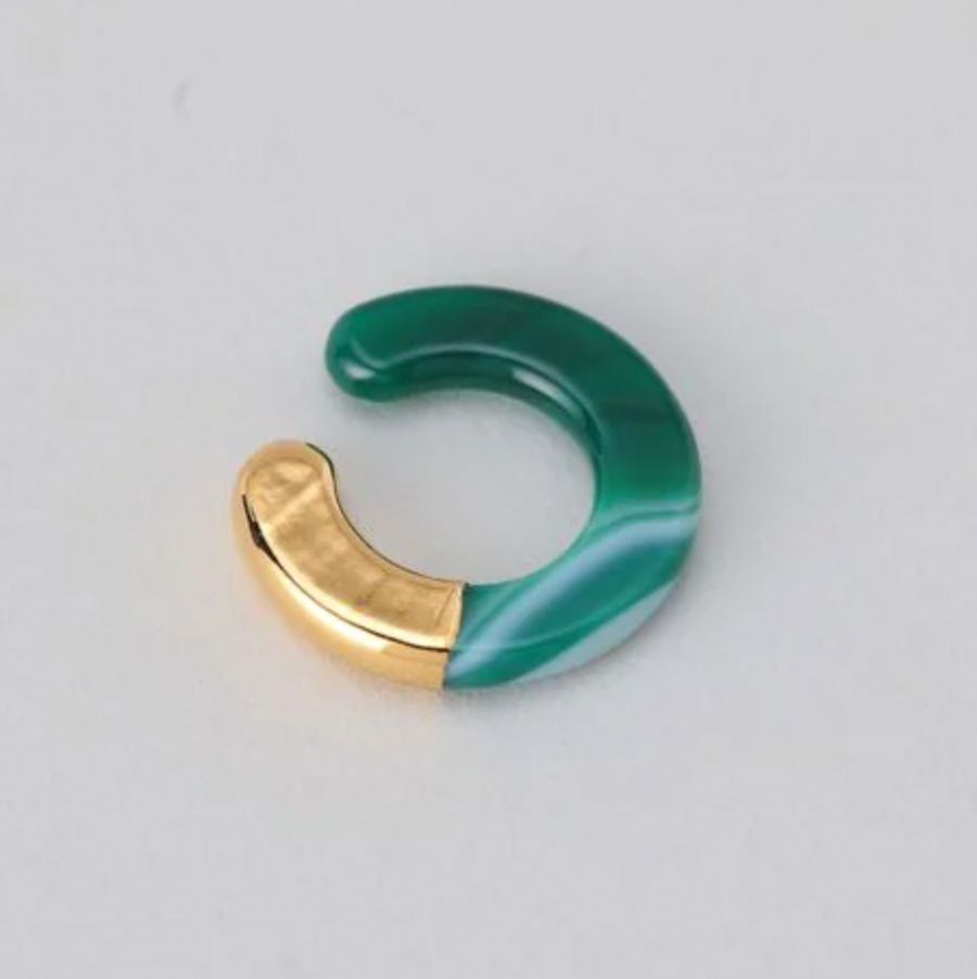 【お取寄せ注文可能】Ukishima Green Agate  Ear Cuff(片耳用）