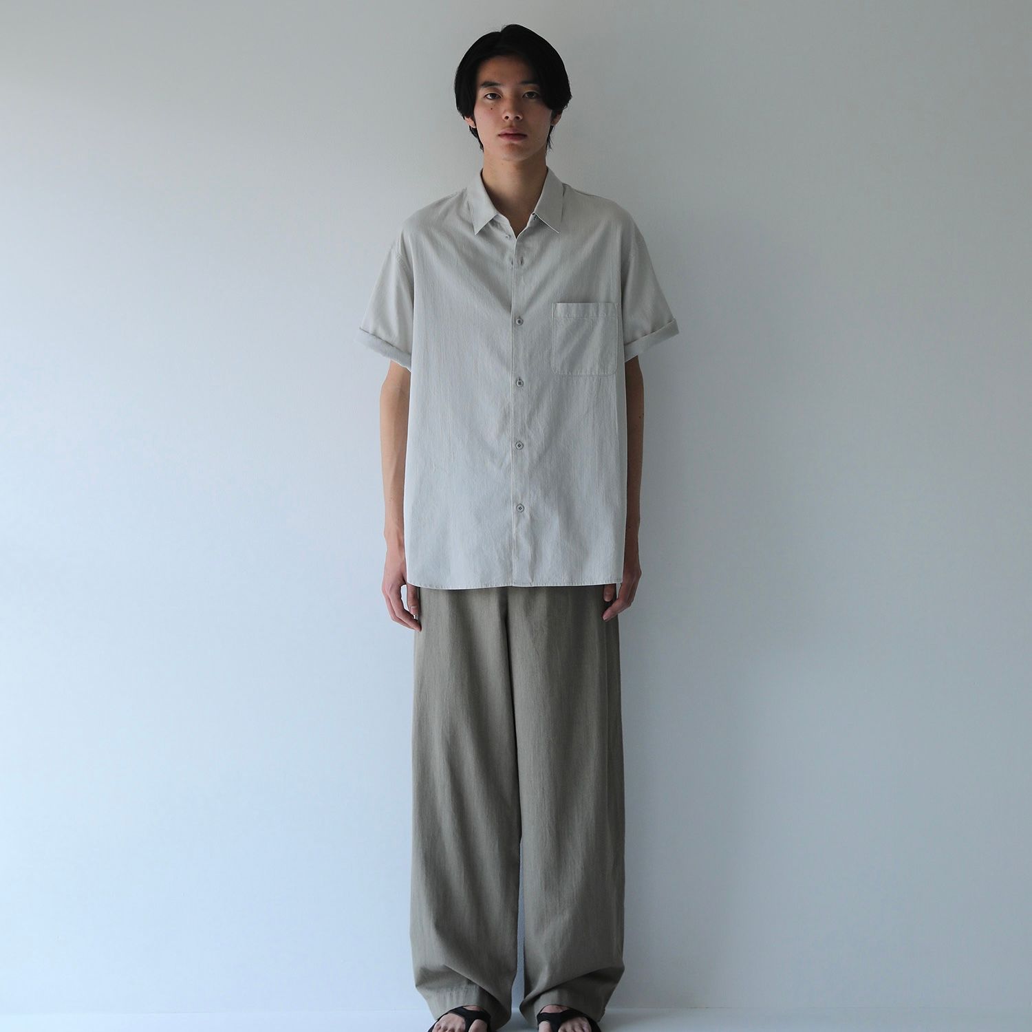 【残り一点】Pique Chambray Roll-Up Shirt