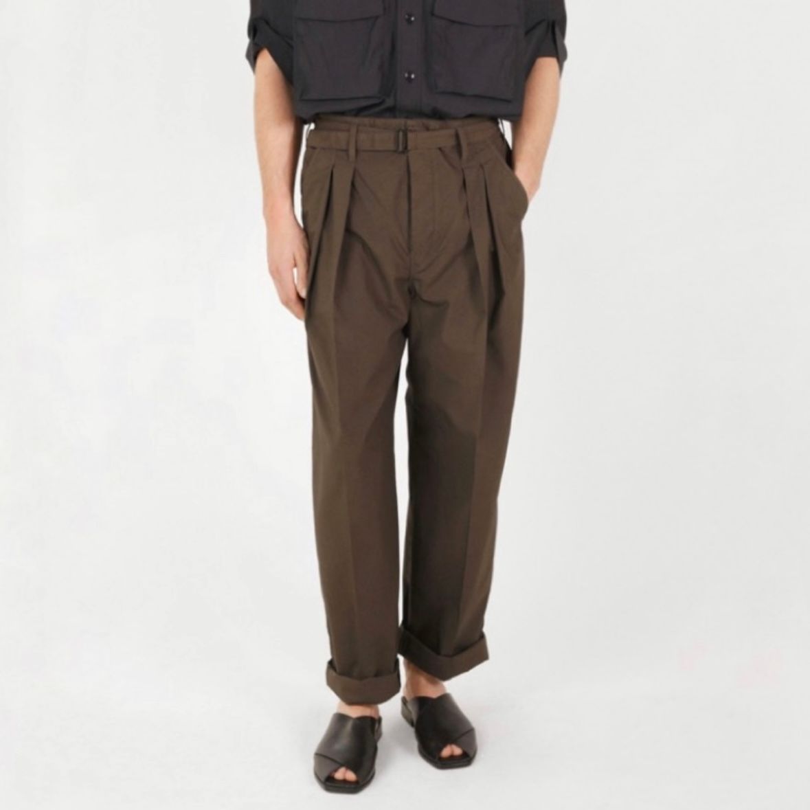 LEMAIRE BELTED PLEATED ブラック ベルト付きパンツ LEMAIRE - 【残りわずか】Belted Pleated Pants | ACRMTSM