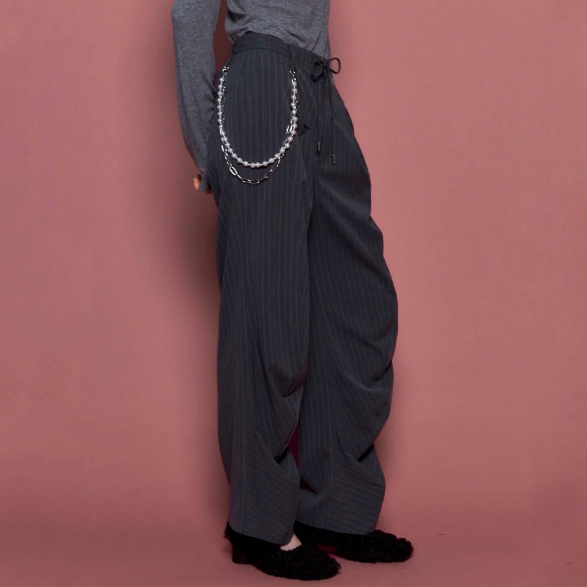 【残り一点】Chain Belt with Drape Hem Slacks