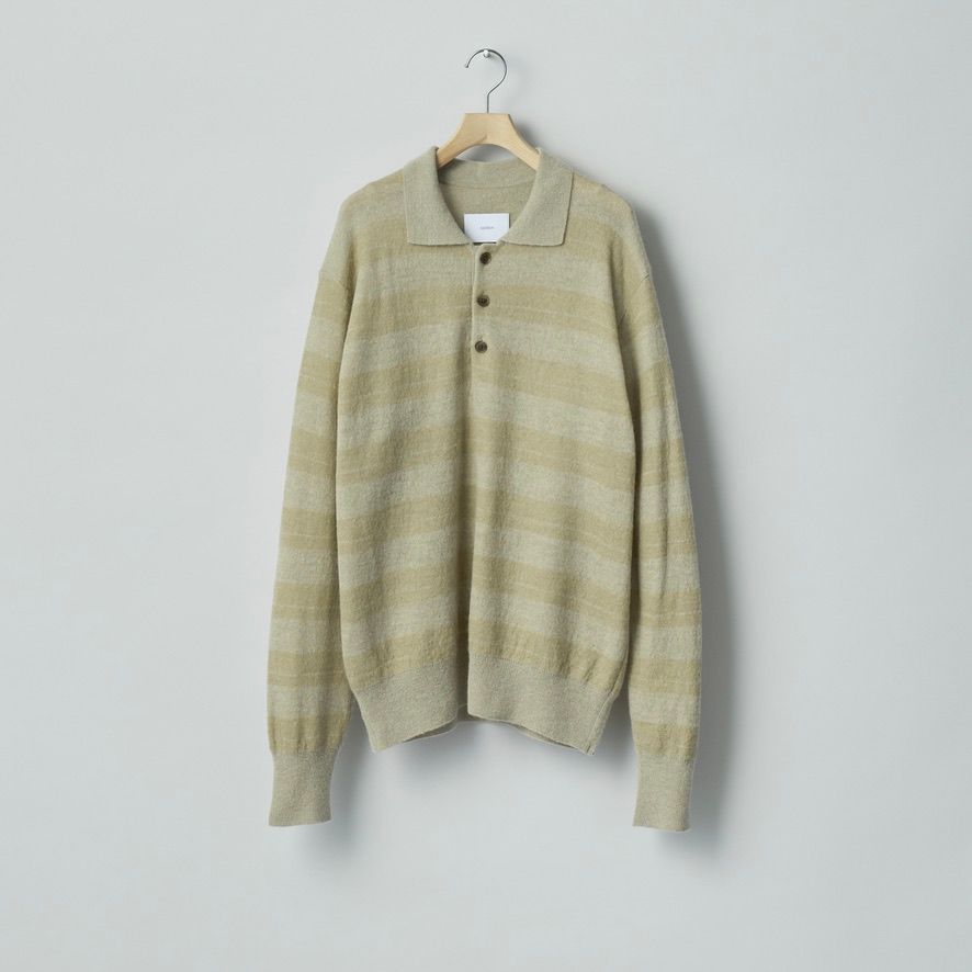 【残りわずか】W/AL/NY Knit Stripe Polo LS