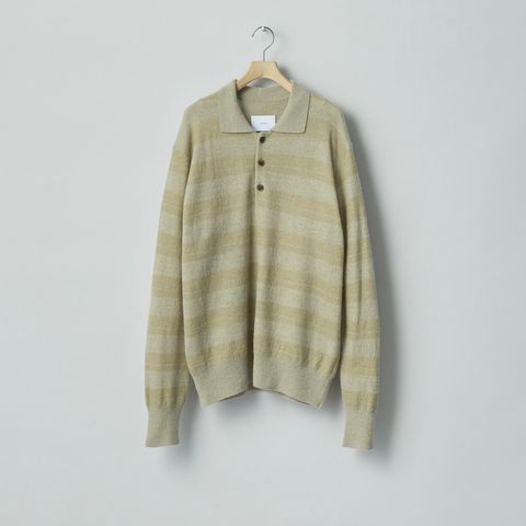 【残り一点】W/AL/NY Knit Stripe Polo LS