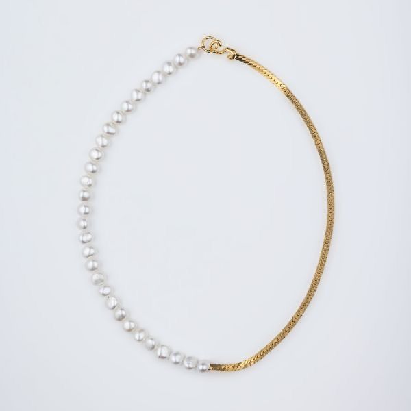 【お取り寄せ注文可能】Snake Chain Pearl Half Necklace