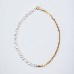 【お取り寄せ注文可能】Snake Chain Pearl Half Necklace