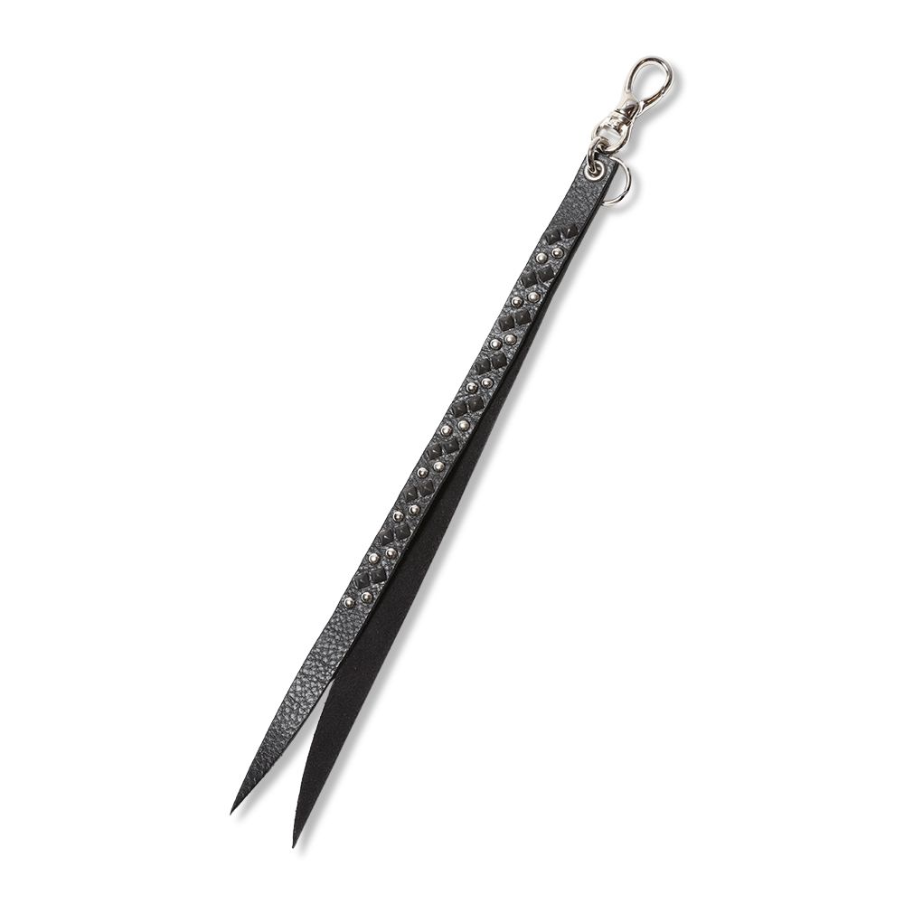 【残り一点】Round & Pyramid Studs Leather Long Key Ring