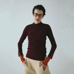 【残り一点】Border Double Cuff Knit Top