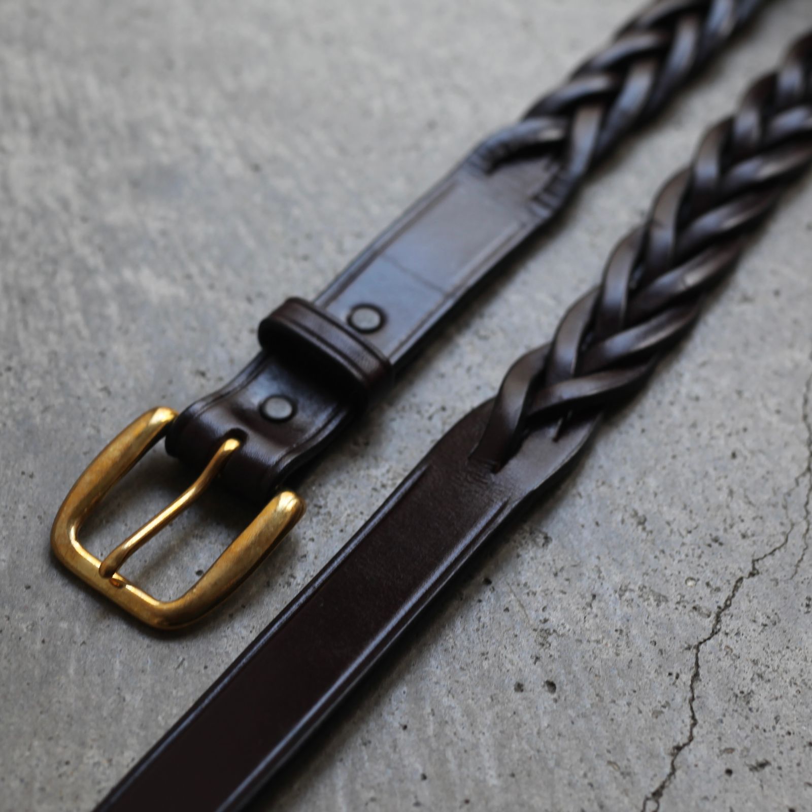 【残り一点】1/4 Long Tip Braided Belt(HAVANA×BRASS)