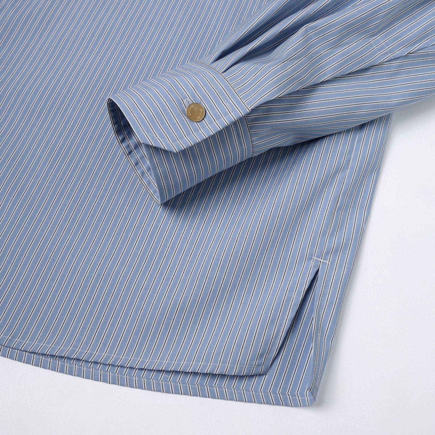 【残り一点】High Count Broad Embroidery Patch Stripe Shirt