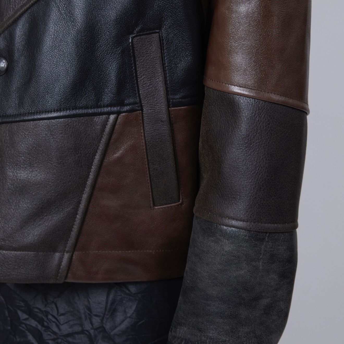 【残り一点】Unisex Patchwork Leather Jacket