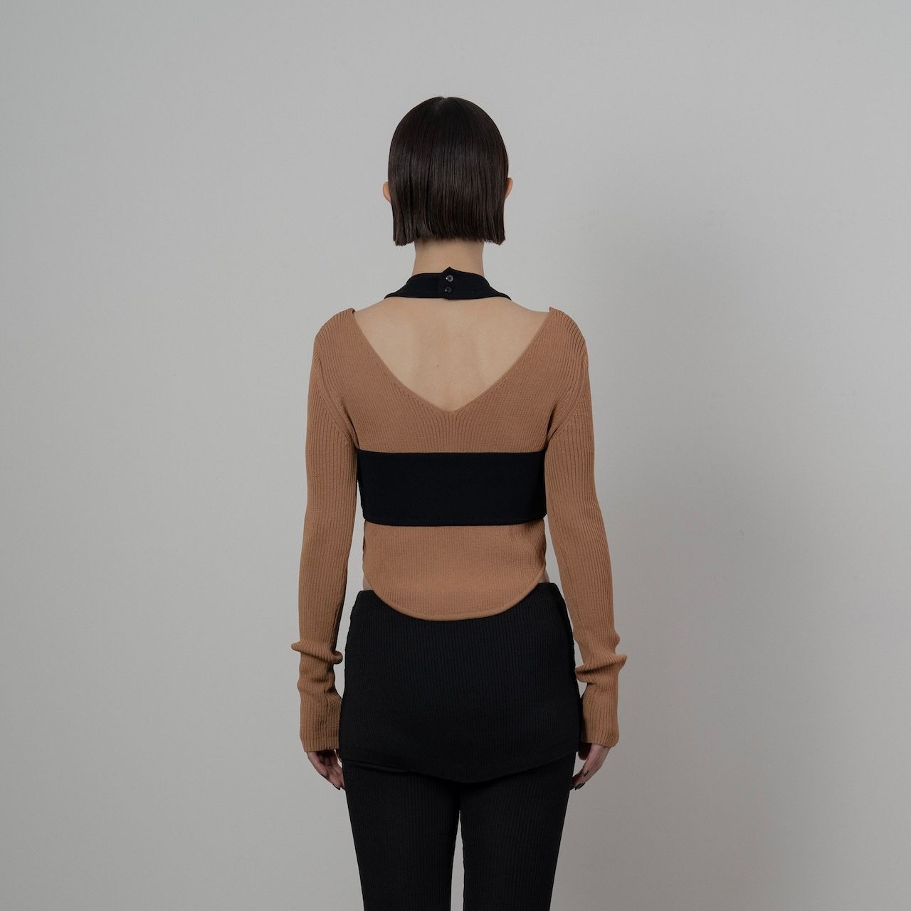 【残り一点】Matt Rib Layered Knit Tops