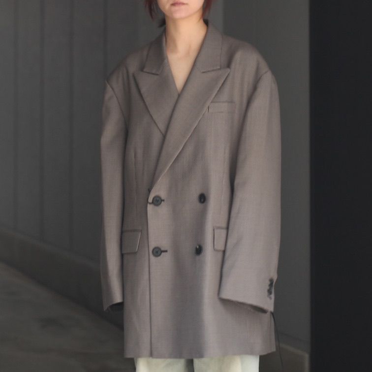【残り一点】Double Weave Houndstooth Peak Lapel Short Coat