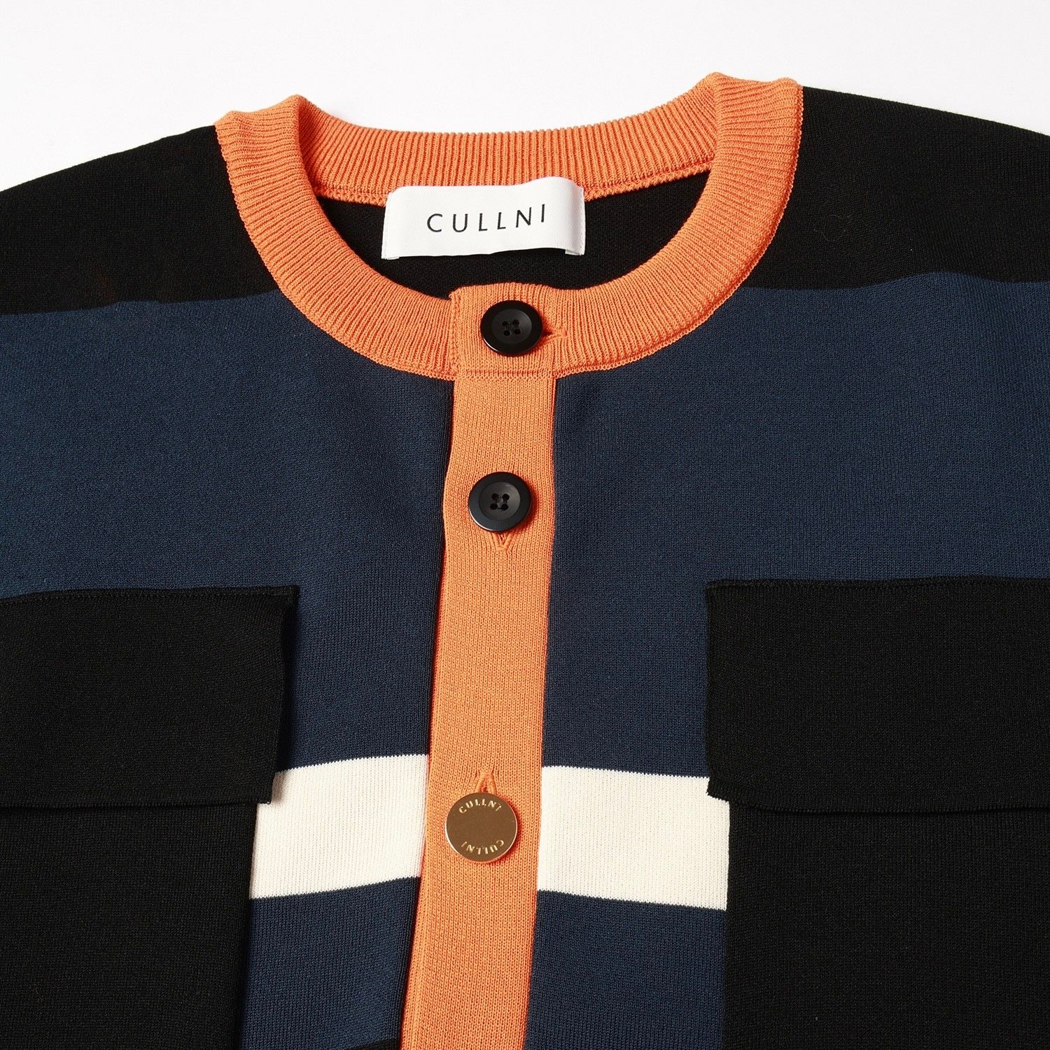 CULLNI - 【残り一点】Collarless Buttoned Short Sleeve Knit