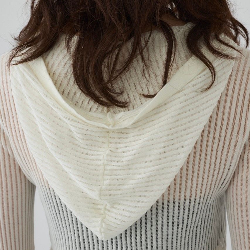 【残り一点】Sheer Ribbed Hoodie