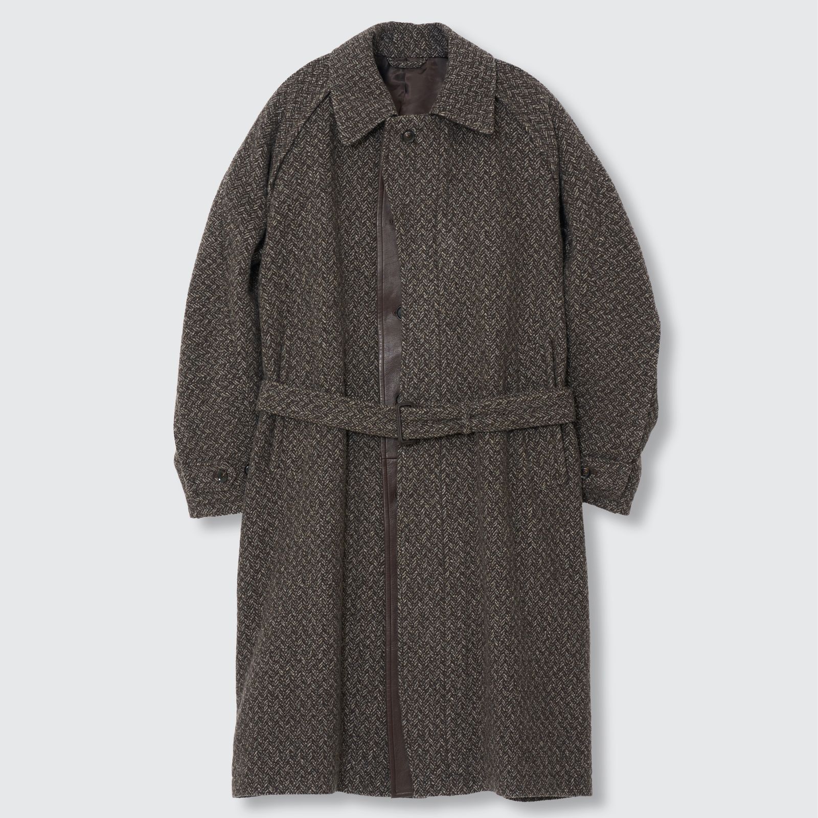 【残り一点】Herringbone Tweed Balmacaan Over Coat