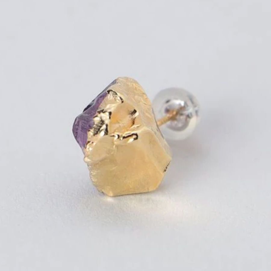 【お取り寄せ注文可能】Rough Stone Amethyst Earrings(両耳用）