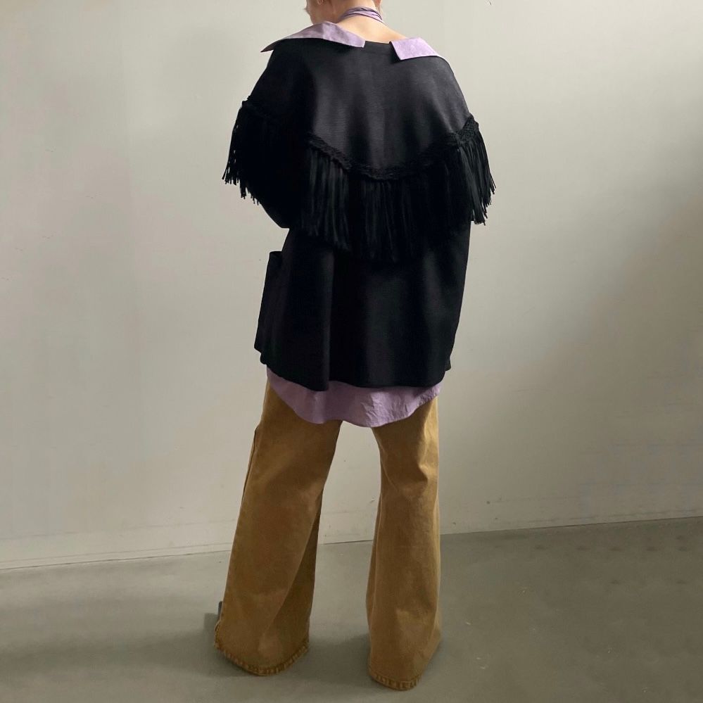【残り一点】Vintage Like Fringe Knit Jacket
