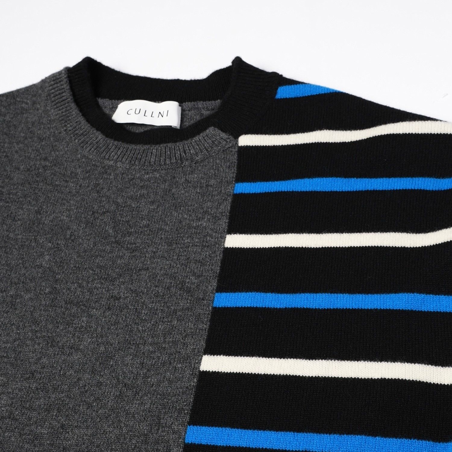 【残り一点】Asymmetrical Border Layered Rib Pullover Knit