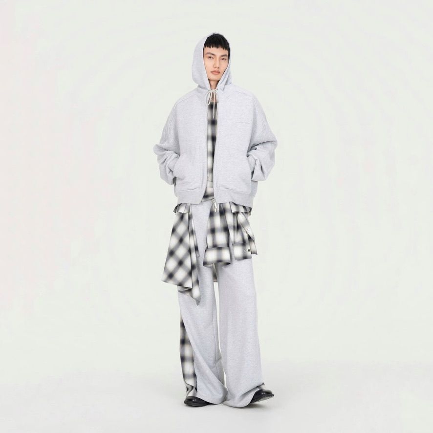 【残り一点】2in1 Zip Hoodie with Check Shirt