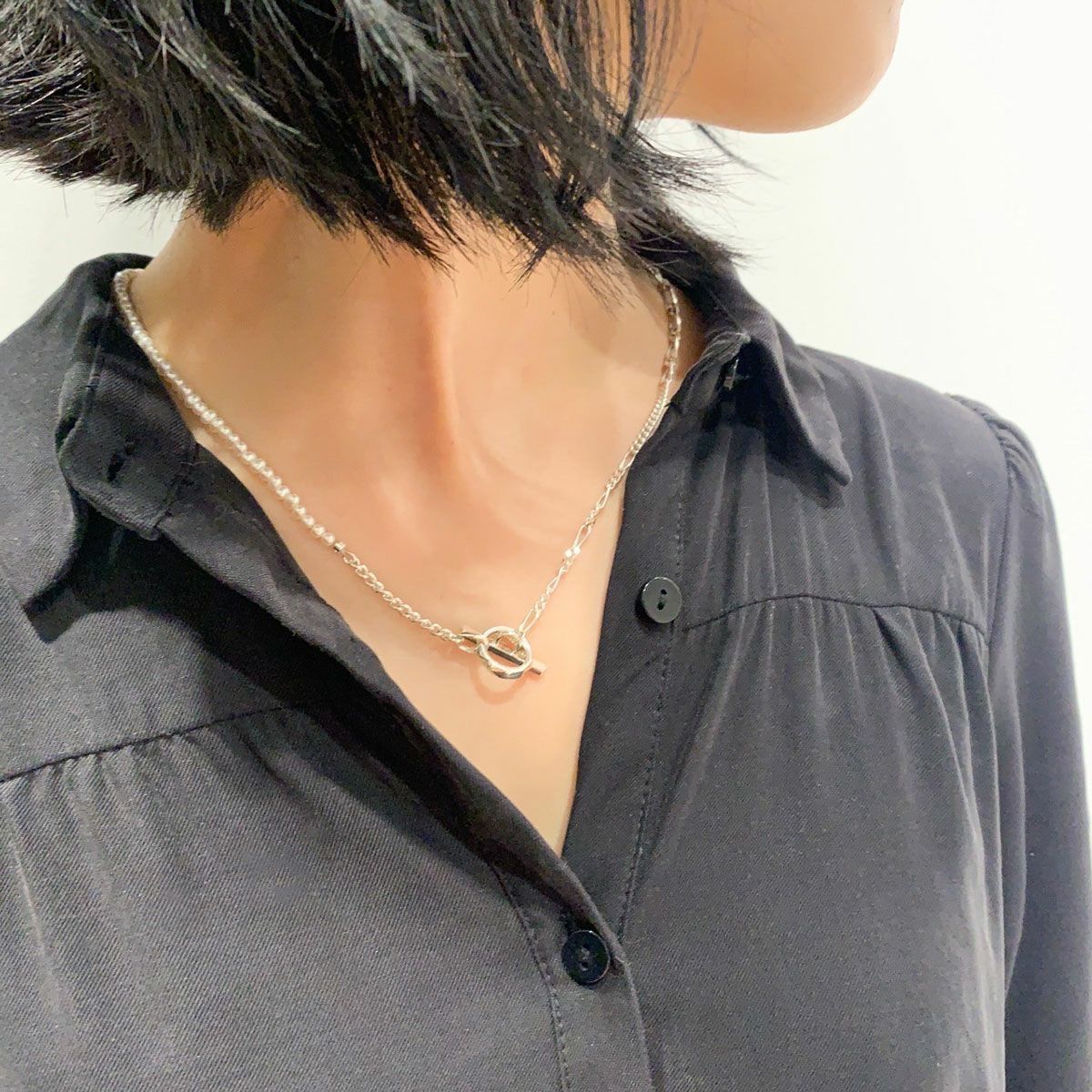 【お取り寄せ注文可能】Clash Mix Chain Necklace(WHITE)