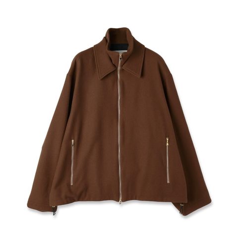 【残り一点】Lamb Wool Melton Double Collar Zip Up Jacket