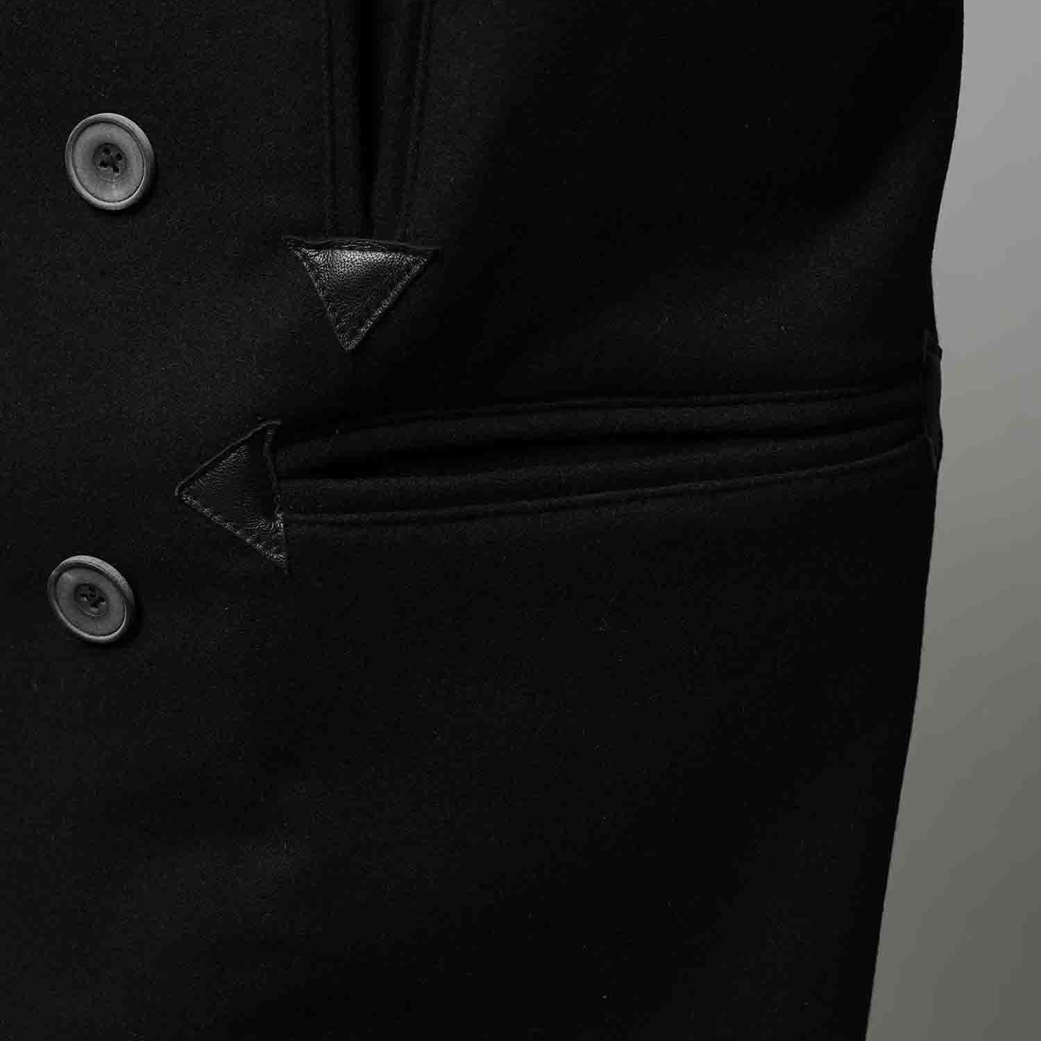 【残り一点】Sheep Leather Melton Combination Pea Coat