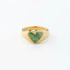 【お取り寄せ注文可能】Heart Stone Ring(GREEN×GOLD)