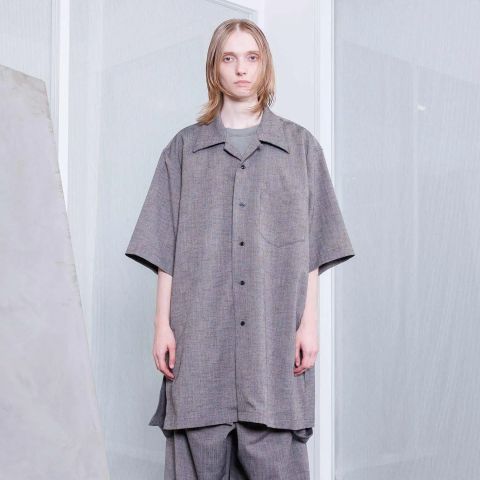 【残り一点】ポケットオープンカラーシャツ(POLYESTER/RAYON)