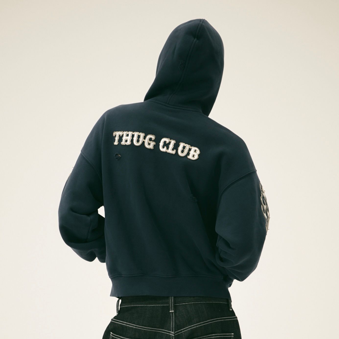 【残り一点】Leather Flame Hooded Zip Up