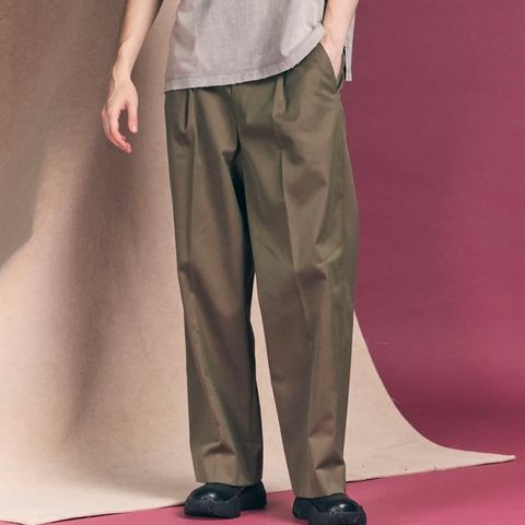 saby 20aw tuck baggy もろい wide pants khaki