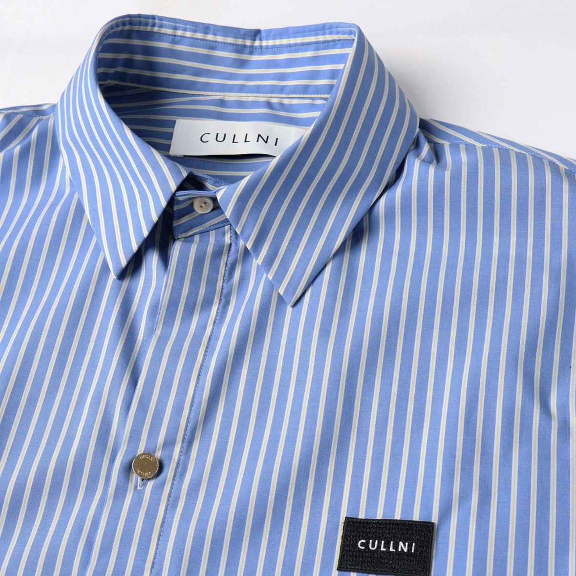 【残り一点】High Count Broad Embroidery Patch Short Sleeve Stripe Shirt