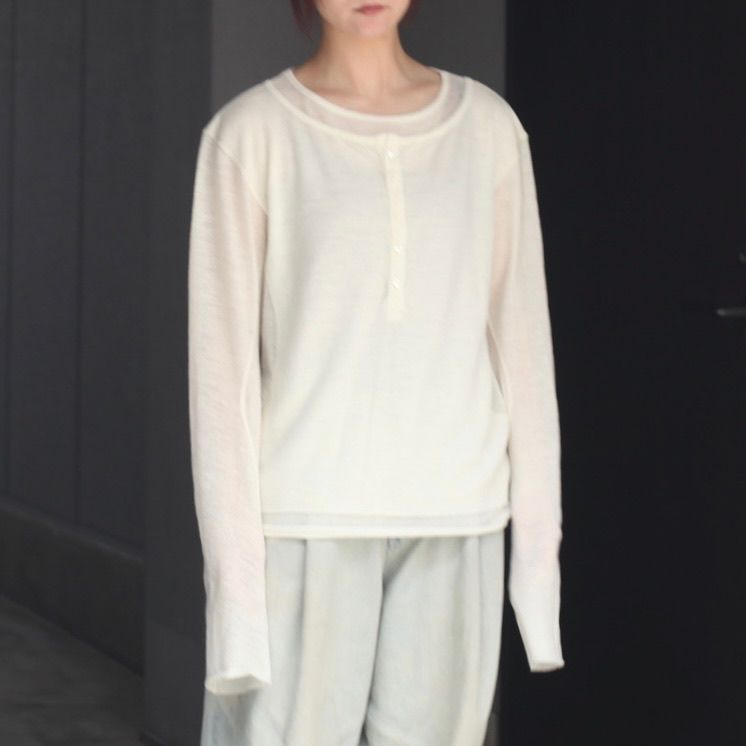 【残り一点】Double Layered Long Sleeve Henley T Shirt