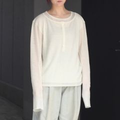 【残り一点】Double Layered Long Sleeve Henley T Shirt
