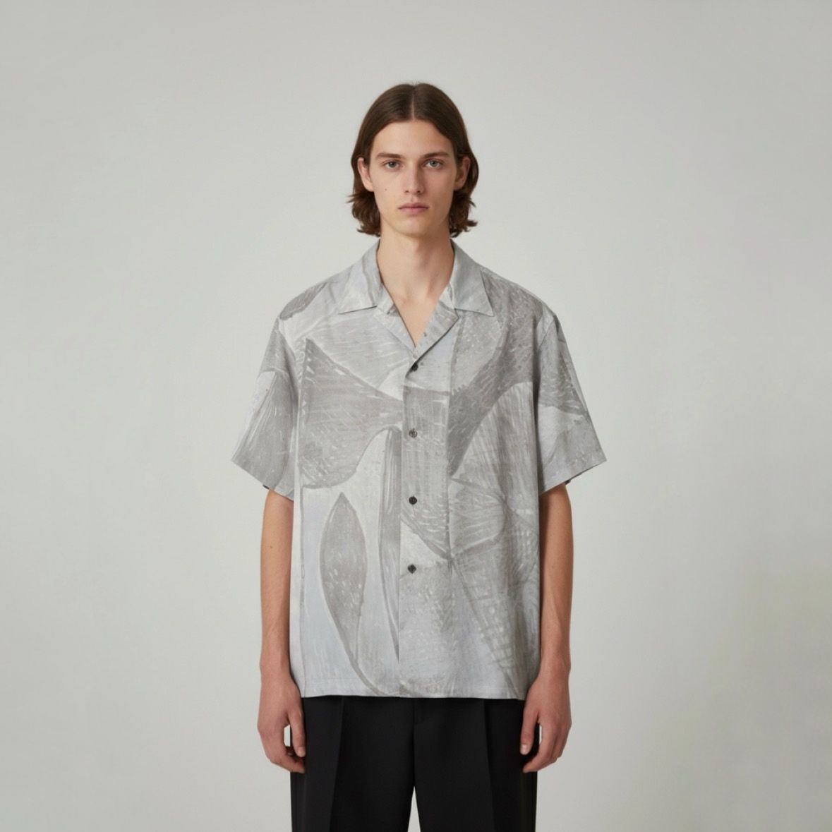 【残り一点】Printed Tencell Open Collar Shirt