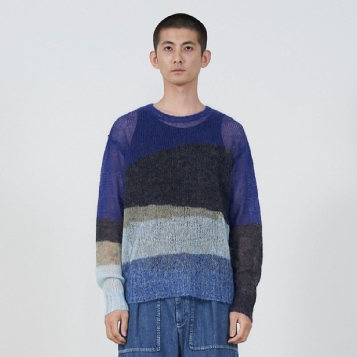 【残りわずか】Mohair Intarsia Sheer Sweater
