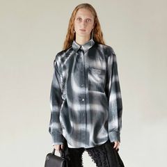 【残り一点】Ombre Check Lace Print Shirt