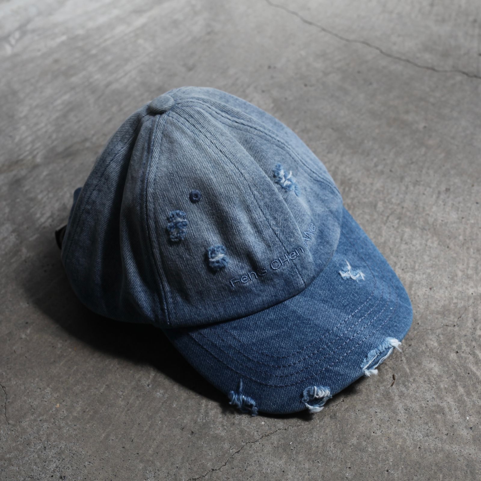 【残り一点】Blue Denim Washed Printed Baseball Cap