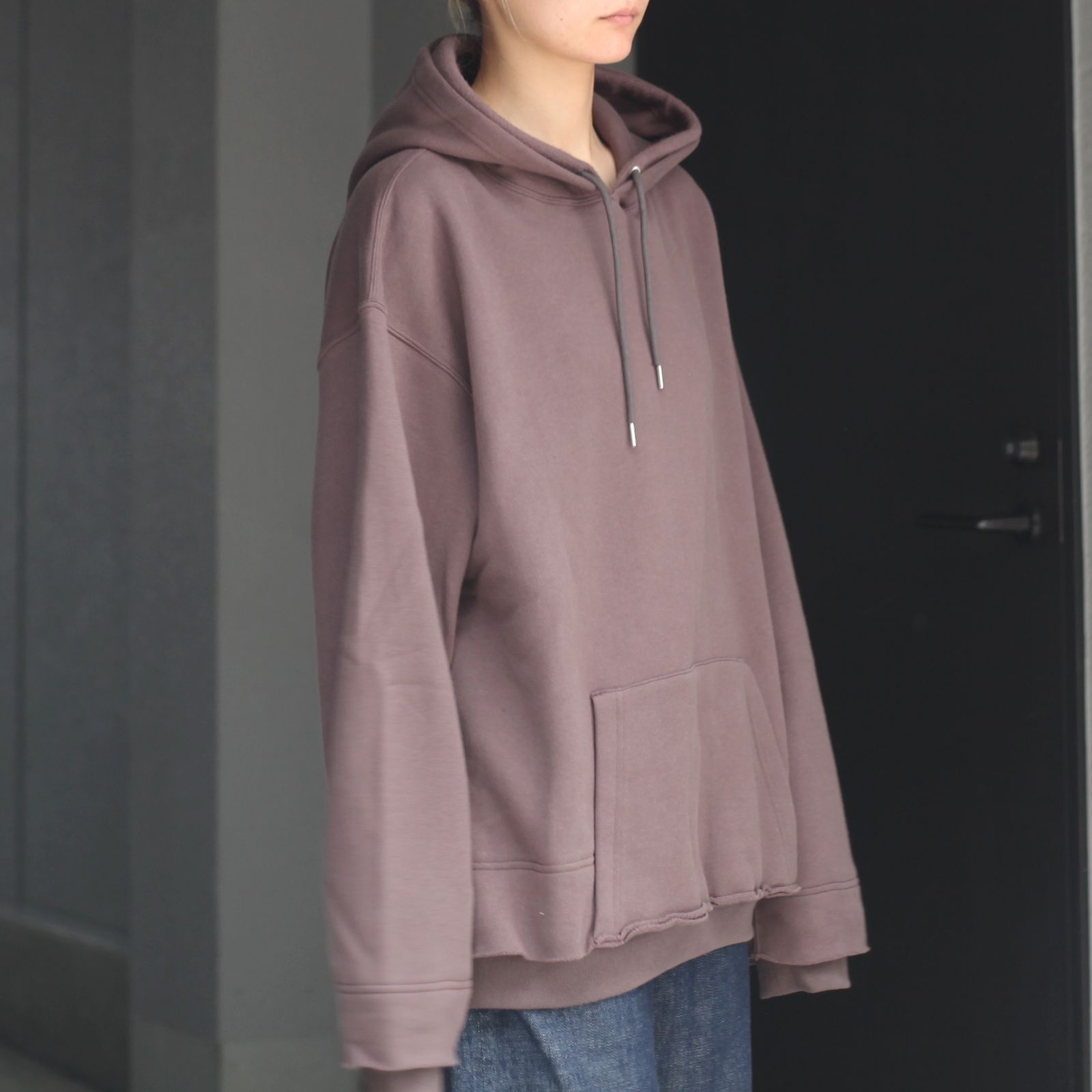 YOKE◇RESIZED WIDE HOODIE/パーカー/2/コットン/ブラウン