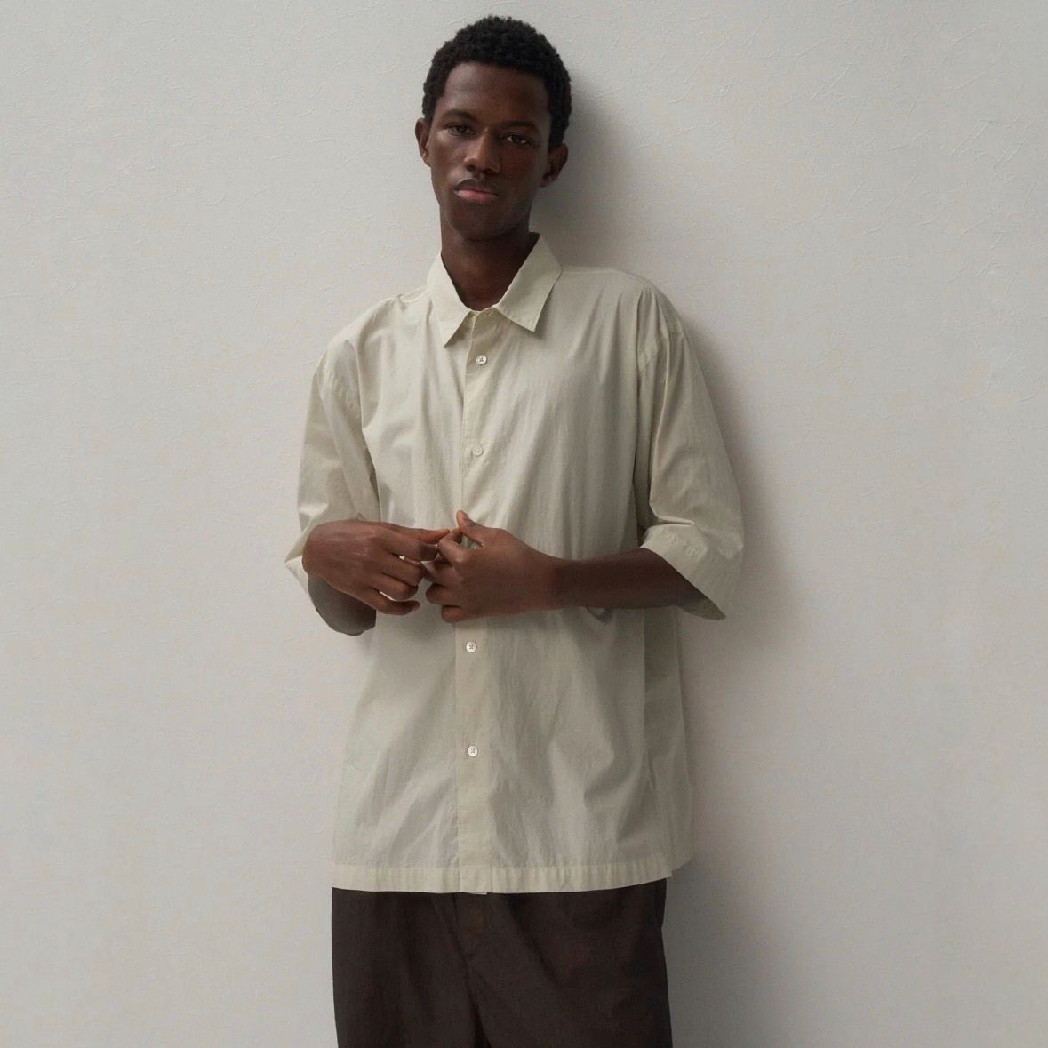 【残り一点】Shrink Cotton Lawn Oversized Half Sleeve Shirt