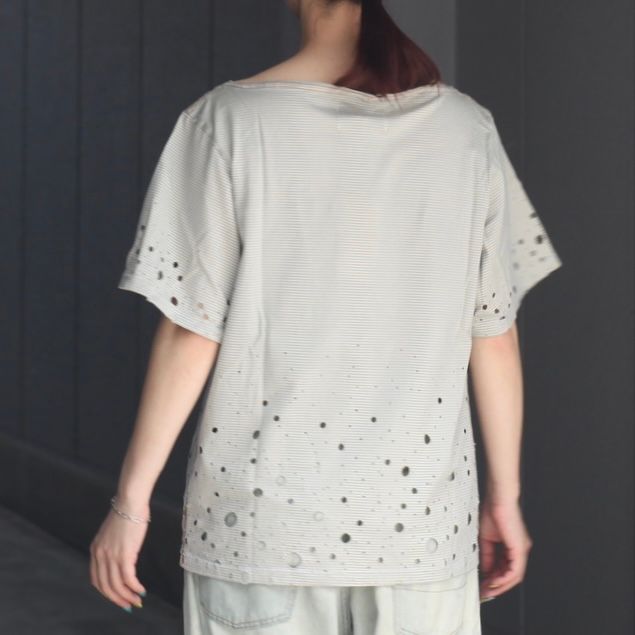 【残り一点】Destroyed Boat Neck Stripe Tee