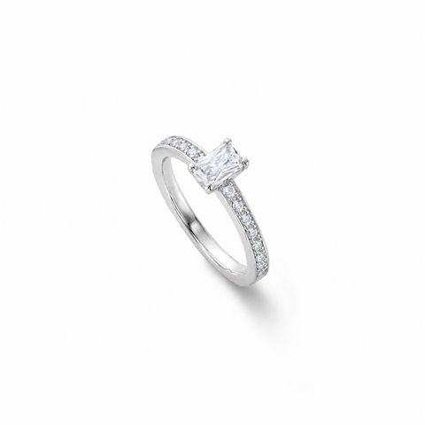 【お取り寄せ注文可能】Quon Square Ring W / Half Dia(PLATINUM950)