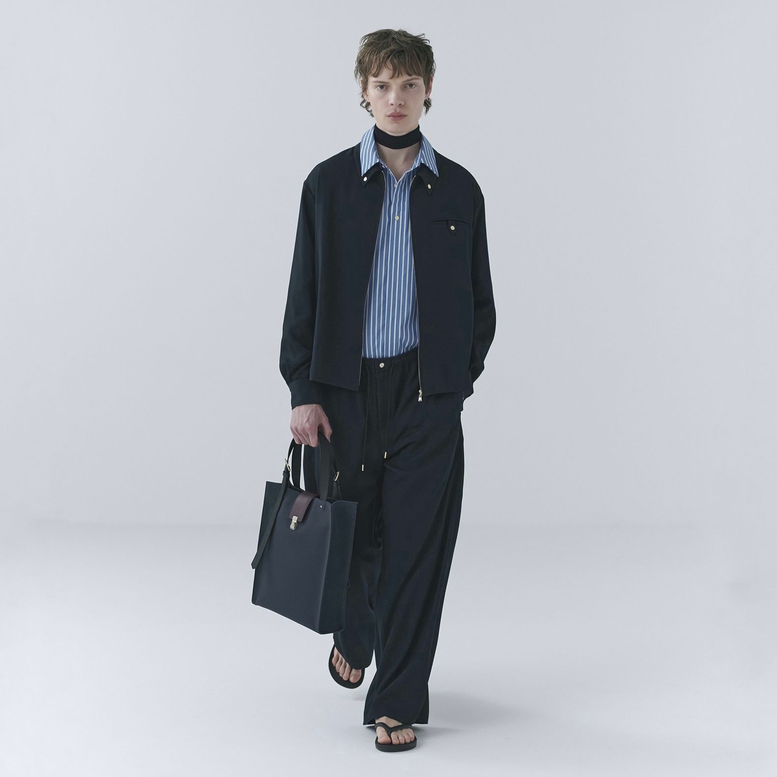 【残り一点】Leather Flap Adjustable Belt Canvas Tote