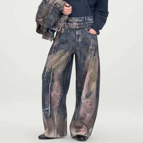 【残り一点】Brown Artistically Tie-Dyed Coated Denim Pants
