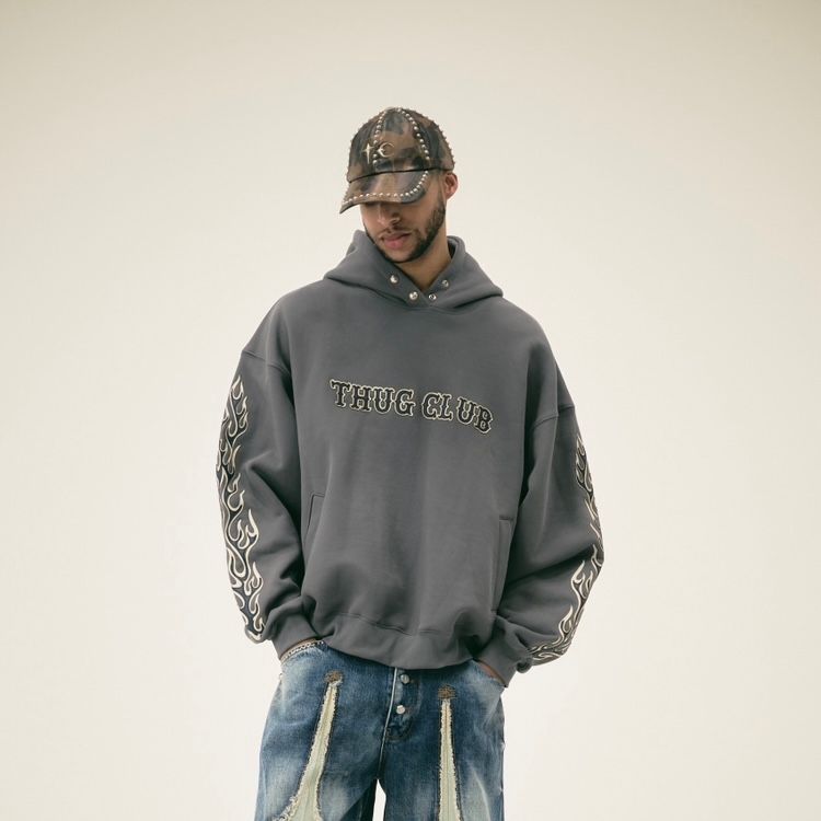 【残り一点】Leather Flame Hoodie