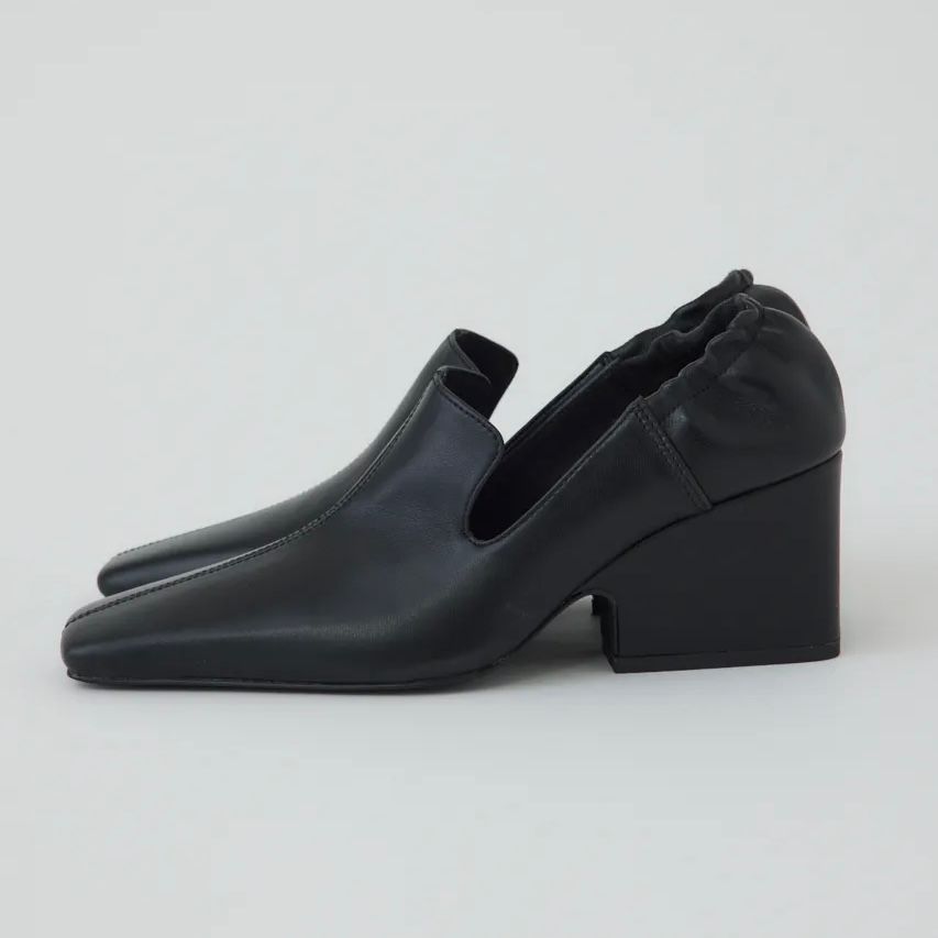 【残り一点】Leather Square Toe Heel